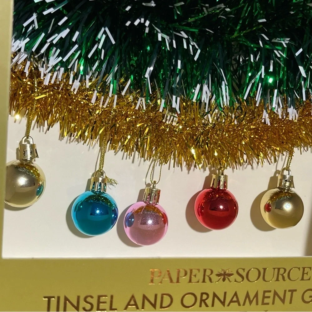 Paper Source Tinsel and Ornament Garland - Festive Green and Gold